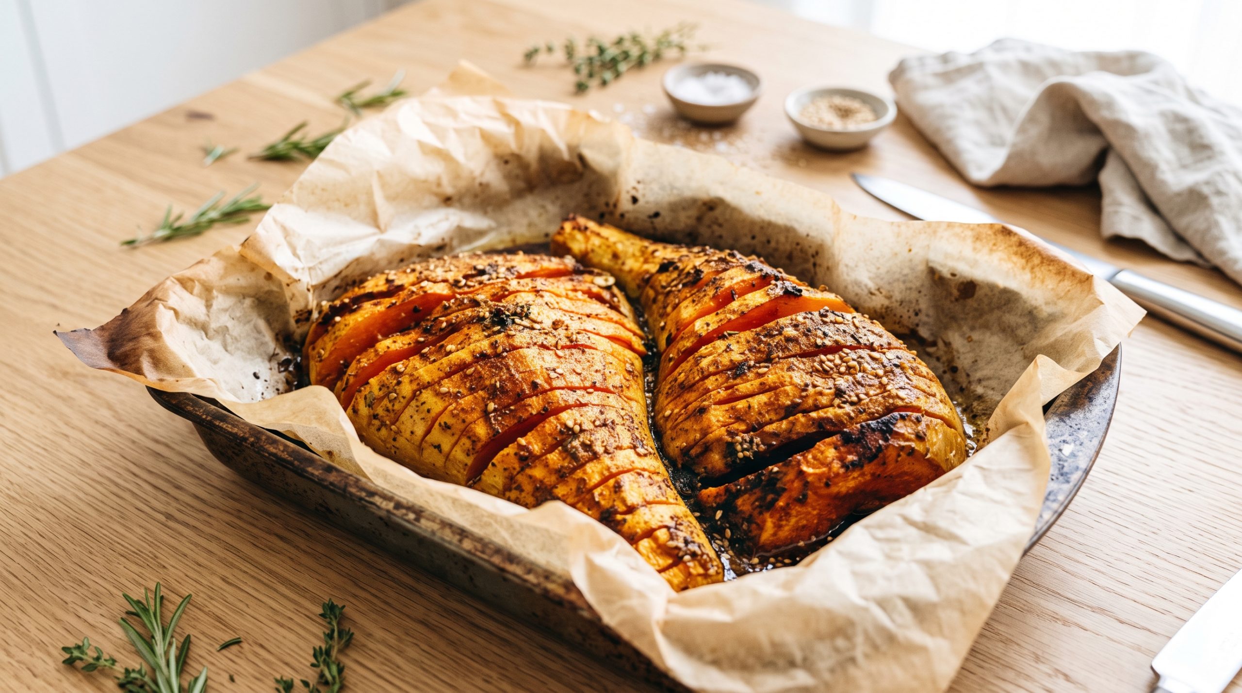 Photo de Butternut au chèvre façon hasselback