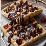 Gaufres sans gluten et sans lactose croustillantes et moelleuses avec farine de riz farine de sarrasin empilées sur assiette