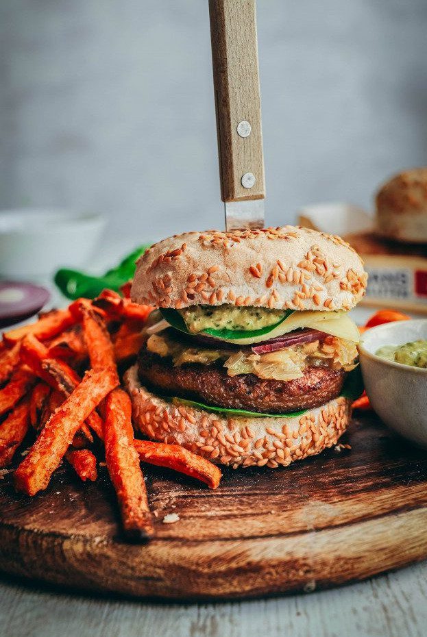 Ceci est une photographie de burger végétarien et sans gluten -zenglutenfree