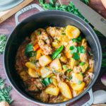 Navarin d'agneau printanier sans gluten légumes nouveaux carottes navets